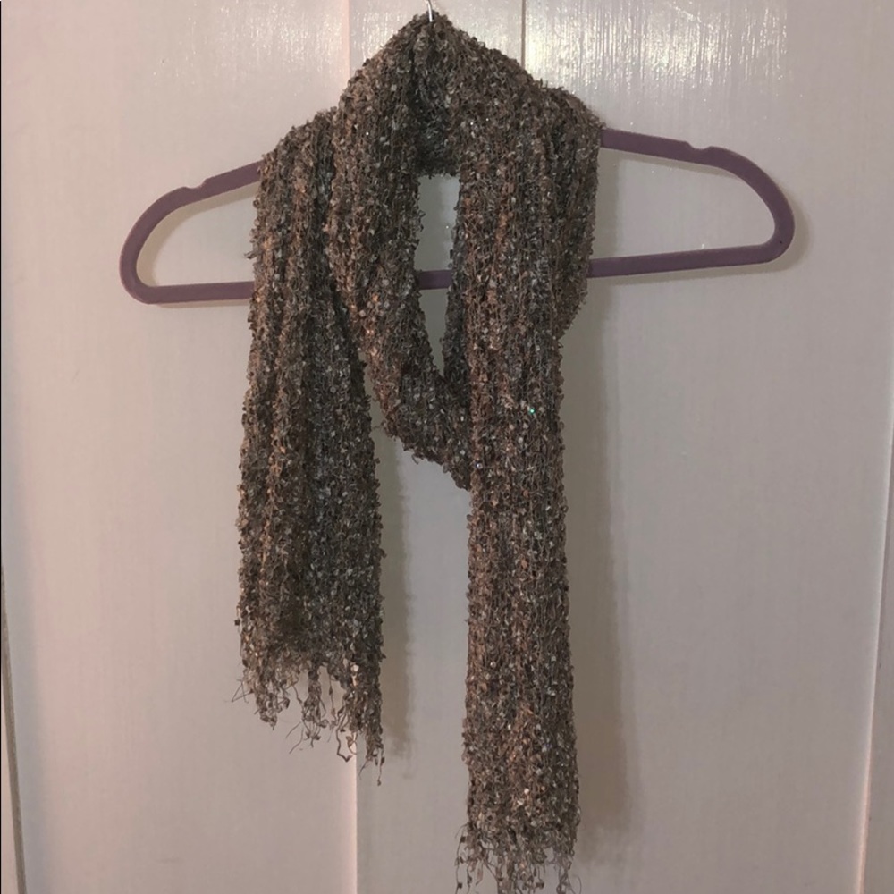 Gray knit Scarf with holographic specks throughout